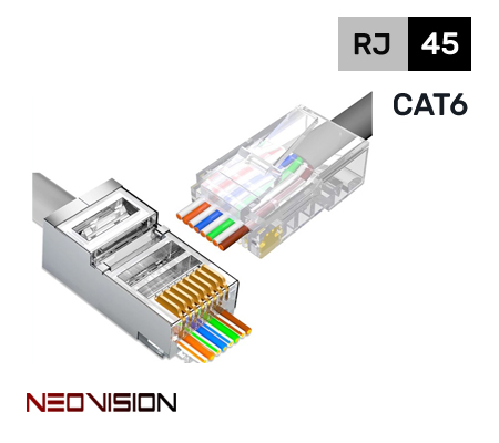 קונקטור RJ45 עם חורי יציאה לגידים