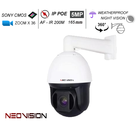 מצלמת אבטחה ממונעת זום 36 IP PTZ 5MP