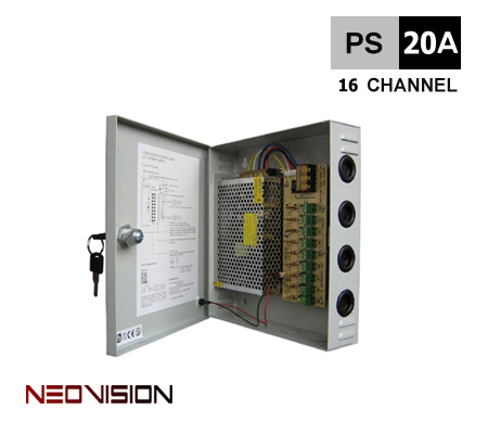 ספק כח מזווד למצלמות אבטחה 12V 20A